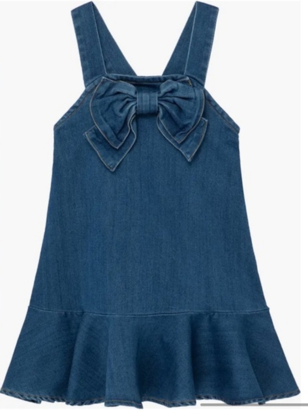 Habitual Denim Blue Bow-Front Casual Dress
